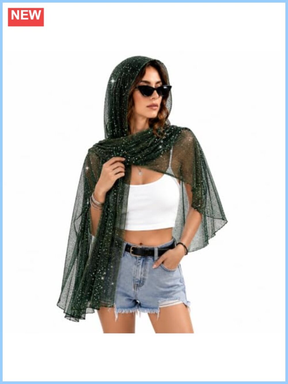 Sheer Sequin Scarf Shawl Wrap Women Lightweight Festival Rave Accessory